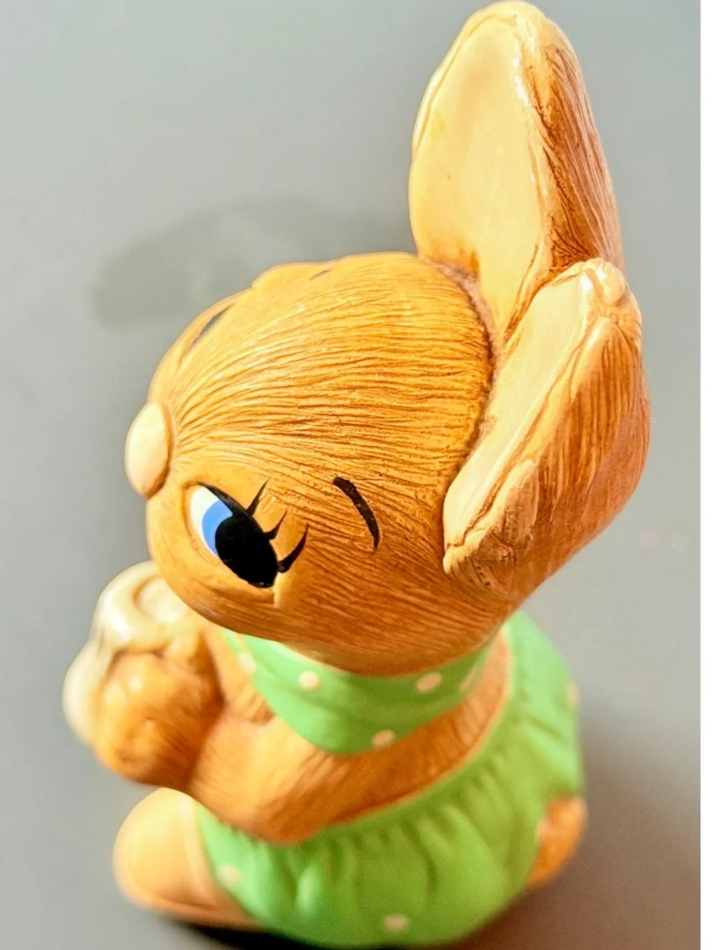 Green Polka Dot Bunny Figurine Decorative Accent